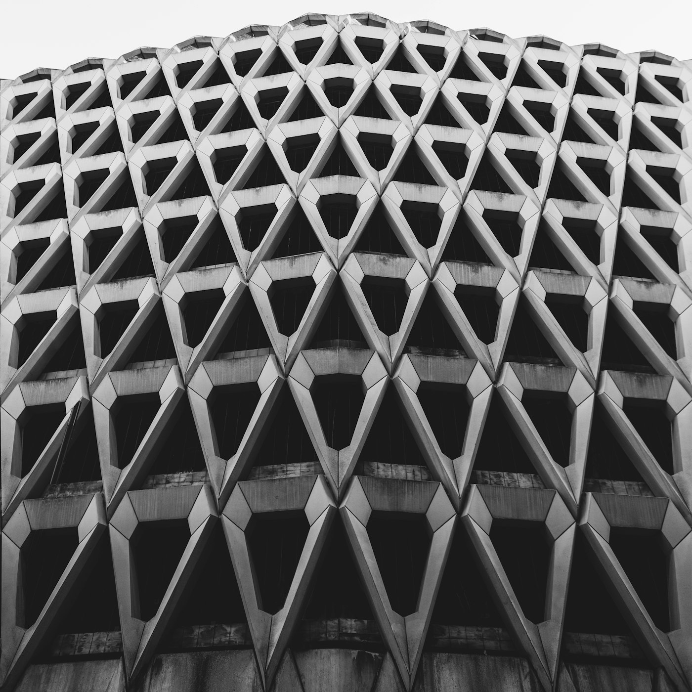 Repeating geometric concrete facade